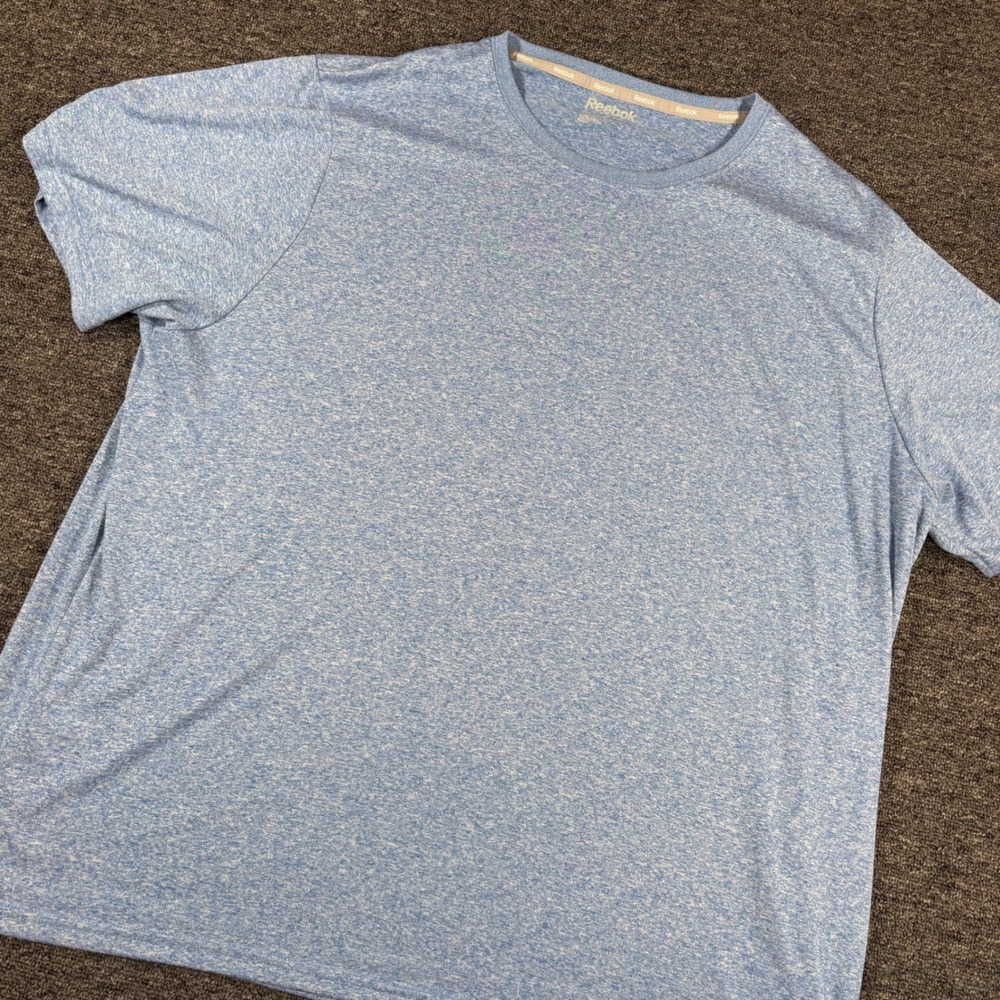 Reebok T-Shirt Mens 3XL Blue Speedwick Heathered Performance Short Sleeve Tee